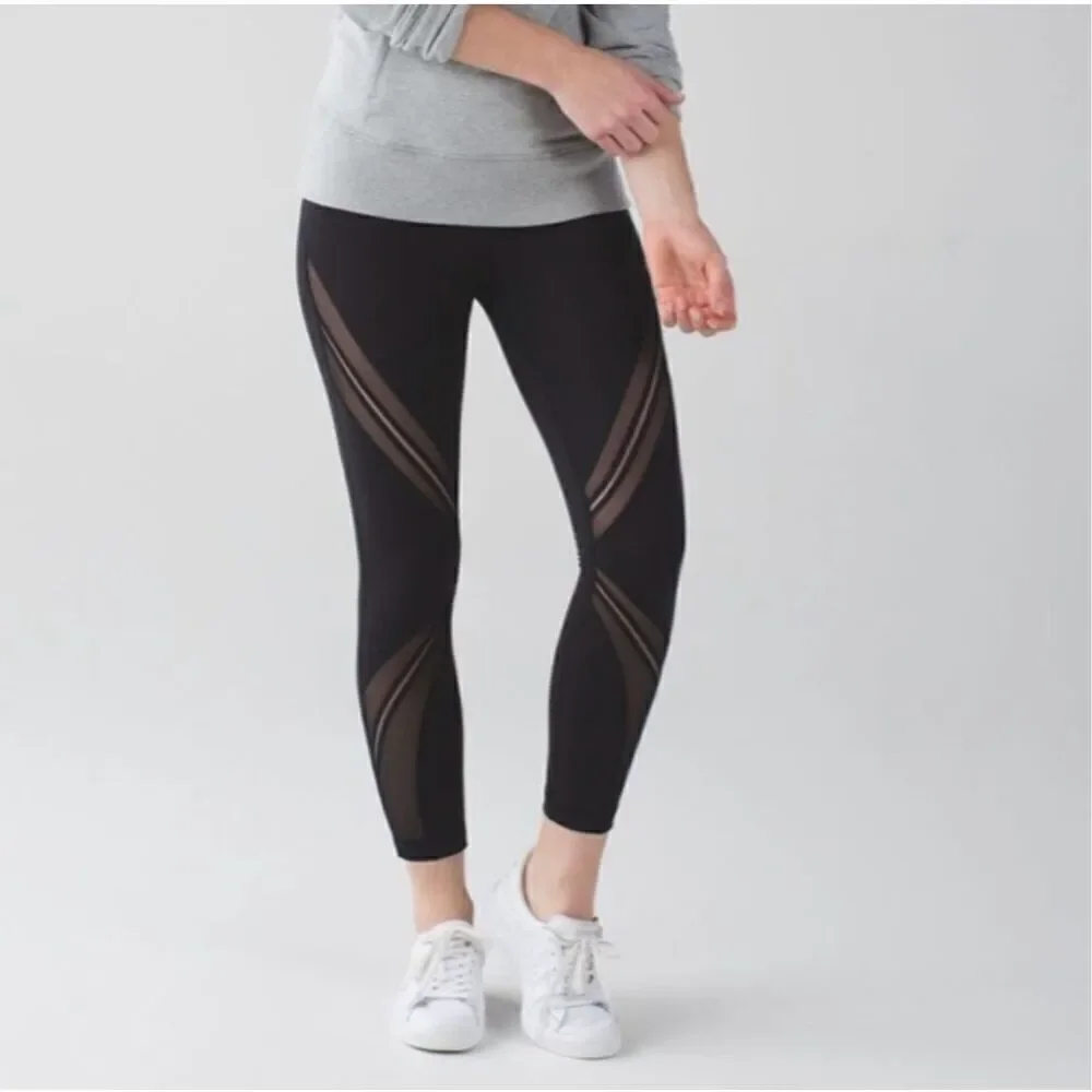 Lululemon Women's High Times (Metta) Full-On Luxtreme Mesh‎ Panel Leggings 6 Six